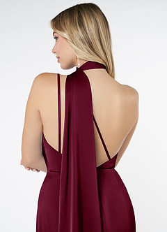 Azazie Kaylani Bridesmaid Dresses Mulberry Mermaid High Neck Stretch Satin Dress image6
