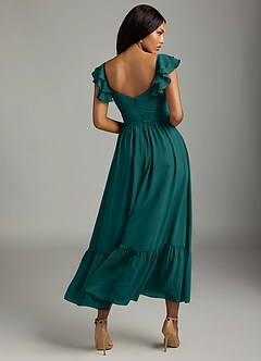 Azazie Anaya Bridesmaid Dresses Peacock A-Line Pleated Chiffon Dress image5