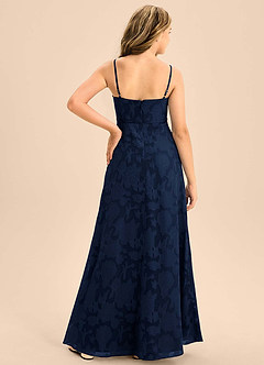 Azazie Kaylee Junior Vestido de Azul Marino Oscuro de Devorado Floral de Corte en A con Con cinturón image2