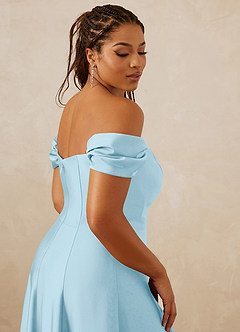 Christian Siriano Bridal for Azazie 1002 Bridesmaid Dresses Sky Blue A-Line Off the Shoulder Stretch Satin Convertible Dress image10