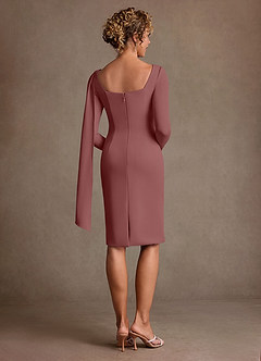 Azazie Merian Suknie dla Matki Panny Młodej Kolumna Pofałdowany Rozciągliwy Krep Długość do kolan Sukienka image2