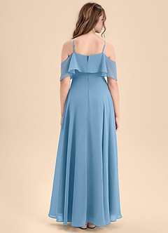 Azazie Tessabelle Junior Vestido de Azul Acero de Gasa de Corte En A con Vestidos sin tirantes image2