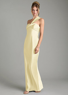 Azazie Margot Brautjungfernkleider Etui One-Shoulder Stretch-Satin Kleid Zitronensorbet image4