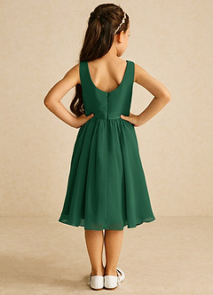 Azazie Ari Abiti da Ragazza di Fiori Abito A-Line in Chiffon Senza Maniche Verde Scuro image6