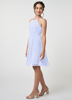 Azazie Ginny Junior Lavender A-Line Pleated Chiffon Dress image3