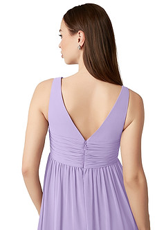 Azazie Yetta Maternity Bridesmaid Dresses A-Line V-Neck Gathered Chiffon Floor-Length Dress image3