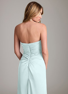 Azazie Lucille Bridesmaid Dresses Sea Glass Mermaid Strapless Stretch Satin Convertible Dress image7