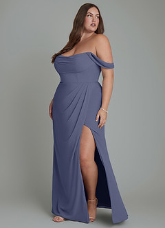 Azazie Johana Abiti da Damigella Abito Convertibile Sirena in Chiffon Spalle Scoperte Stormy image12