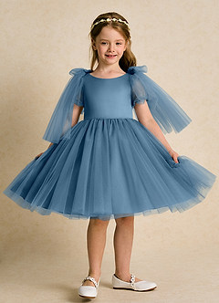 Azazie Duchess Flower Girl Dresses Bermuda A-Line with Sleeves Tulle Dress image7