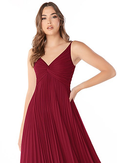 Azazie Raychelle Bridesmaid Dresses Burgundy A-Line V-Neck Chiffon Dress image5
