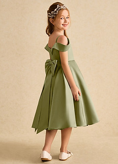 Azazie Favia vestidos de niña de las flores Vestido de Musgo Verde de Satin Mate de Corte En A con Vestidos sin tirantes image3