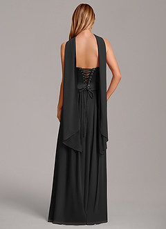 Azazie Cadence Bridesmaid Dresses Black A-Line Corset Stretch Satin Convertible Dress image4