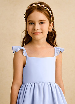 Azazie Boba Blumenmädchenkleider A-Linie Rechteckiger Ausschnitt Chiffon Kleid Eis image8