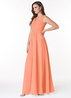 Azazie Flora Bridesmaid Dresses Sunset A-Line Pleated Chiffon Dress image3