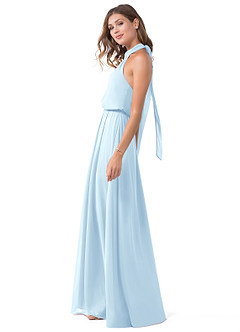 Azazie Landry Bridesmaid Dresses Sky Blue A-Line Pleated Mesh Dress image3