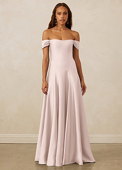 Christian Siriano Bridal for Azazie 1002 Bridesmaid Dresses Blushing Pink A-Line Off the Shoulder Stretch Satin Convertible Dress image2