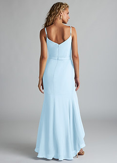 Azazie Summer Bridesmaid Dresses Sky Blue Mermaid Scoop Cowl Chiffon Dress image2