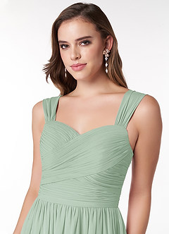 Azazie Zapheira Jurken voor bruidsmeisjes Jurk van Chiffon met A-Lijn Ruches Agave image5