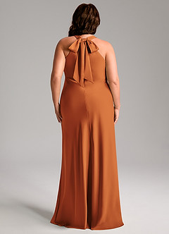Azazie Doretta Bridesmaid Dresses Cinnamon Mermaid Pleated Stretch Satin Dress image10
