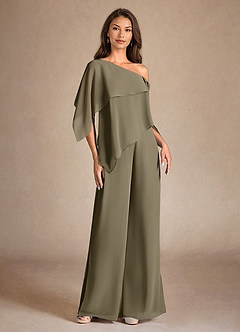 Azazie Halima vestidos de madre de la novia Vestido de Verde Sauce de Gasa de Mono/Traje de pantalón con Corte Lateral image5