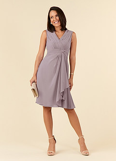 Azazie Theron Mother of the Bride Dresses Dusk A-Line V-Neck Pleated Chiffon Dress image1