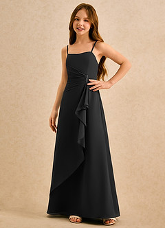 Azazie lolly Girls Formal Blumenmädchenkleider A-Linie Plissee Chiffon Kleid Schwarz image5