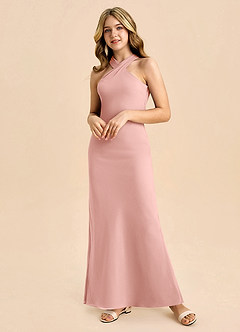 Azazie Doretta Junior Rosette Sheath Pleated Chiffon Dress image5