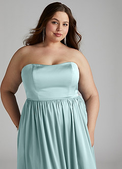 Azazie Morana Robes de demoiselle d'honneur Robe Trapèze Convertible en Satin extensible Épaule décolletée Verre De Mer image19