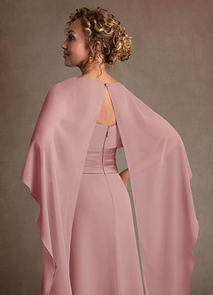 Azazie Marilla Vestidos para mãe da noiva Vestido Rosa Empoeirada de Chiffon de Linha A com Plissado image7
