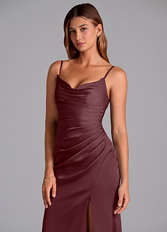 Azazie Claudelle Suknie dla druhen Syrena Bez ramiączek Satyna elastyczna Do ziemi Sukienka image2