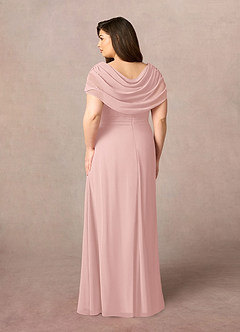 Azazie Mary vestidos de madre de la novia Vestido de Rosa Empolvado de Gasa de Corte en A con Corte Lateral image8