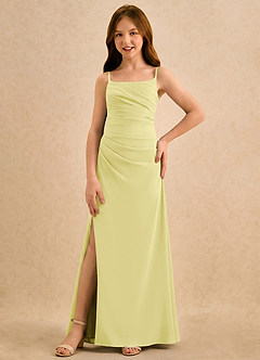 Azazie Cannoli Girls Formal Flower Girl Dresses Lemon Sorbet A-Line Pleated Chiffon Dress image5