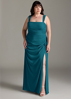 Azazie Jesaphine Bridesmaid Dresses Ink Blue Sheath Bow Chiffon Dress image8