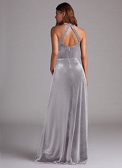 Azazie Larice Bridesmaid Dresses French Lilac A-Line with Pockets Velvet Dress image2