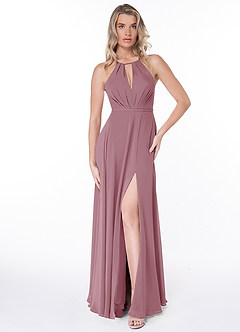 Azazie Evalleen Bridesmaid Dresses Vintage Mauve A-Line Pleated Chiffon Dress image6