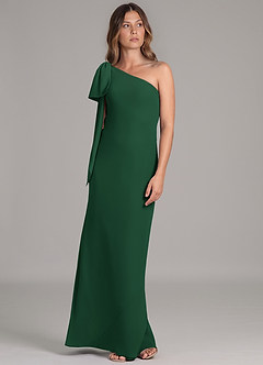 Azazie Capri Abiti da Damigella Abito A-Line in Chiffon Monospalla Verde Scuro image5