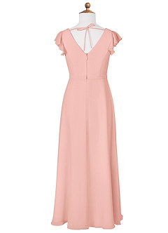 Azazie Claudine Junior Agave A-Line Pleated Chiffon Dress image6