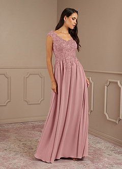 Azazie Amethyst Mother of the Bride Dresses Dusty Rose A-Line V-Neck Sequins Chiffon Dress image4