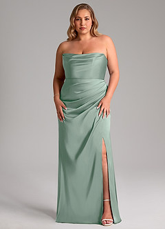 Azazie Leonis Bridesmaid Dresses Agave Mermaid Pleated Stretch Satin Convertible Dress image8