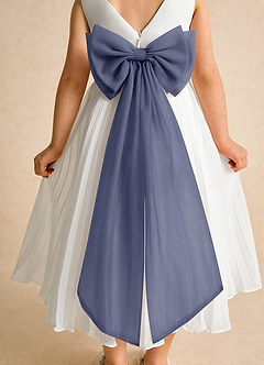 Azazie Margot Abiti da Ragazza di Fiori Abito A-Line in Chiffon Plissettato Avorio Storm Blu image8