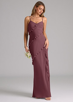 Azazie Nancie Bridesmaid Dresses Sangria Mermaid Ruched Chiffon Dress image5