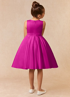Azazie Coco Flower Girl Dresses Fuchsia A-Line Bow Matte Satin Dress image4