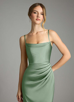 Azazie Leonis Bridesmaid Dresses Matcha Mermaid Pleated Stretch Satin Convertible Dress image3