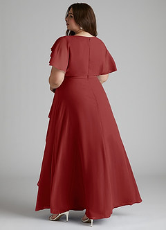 Azazie Aaliyah Modest Bridesmaid Dresses A-Line Scoop Pleated Chiffon Floor-Length Dress image9