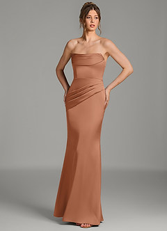 Azazie Alanis Bridesmaid Dresses Bronzer Mermaid Corset Stretch Satin Convertible Dress image5