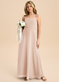 Azazie Shale Junior English Rose A-Line Bow Chiffon Dress image5