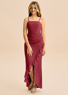 Azazie Buzzy Junior Robe Fourreau en Mousseline de soie Plissée Grenade image4