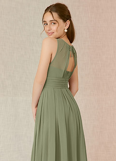 Azazie Bibiane Junior Pistachio A-Line Pleated Chiffon Dress image15
