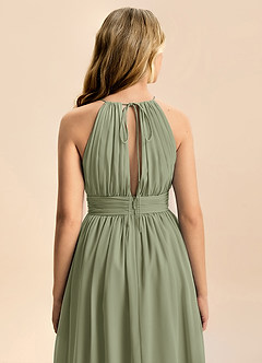 Azazie Noelle Junior Pistachio A-Line Pleated Chiffon Dress image7