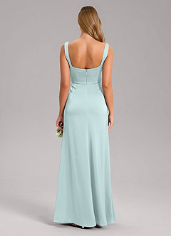 Azazie Frostine Bridesmaid Dresses Mist A-Line Bow Stretch Satin Dress image2